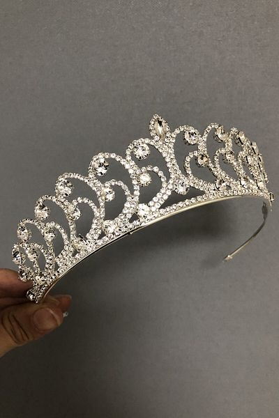 Hobigram Coroană de mireasă cu henna model lalele de culoare argintie – Coroană, piatră de cristal, model elegant, coroană de mireasă, accesoriu de păr –