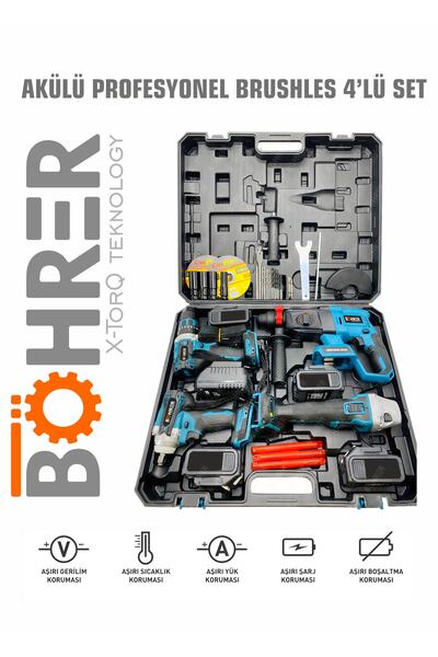 BÖHRER Muhteşem 4'lü Set Akülü - (darbeli Vidalama-taşlama-kırıcı Delici-somu...