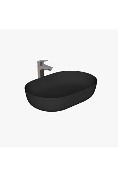 DURA Rose Lavabo Set Tezgah Üstü Siyah Mat 40*60 Cm Ince Yanak