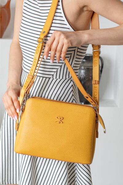 ImPolo Geanta Combinatie Dama Darin Mustard Yellow 25x30 Portofel 10x13 Dimen...