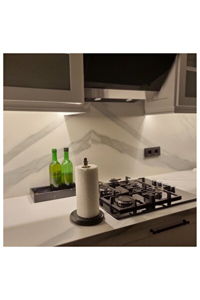 BMK MERMER Kuvars Kağıt Havluluk (SİYAH- KROM KAPLAMA) : Çap18cm- H:30 Cm