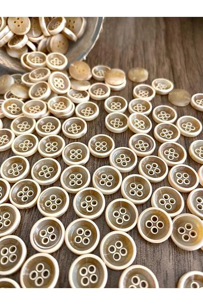canan dizayn 15 mm Beige 4-Hole Polyester Button(20 Pcs)