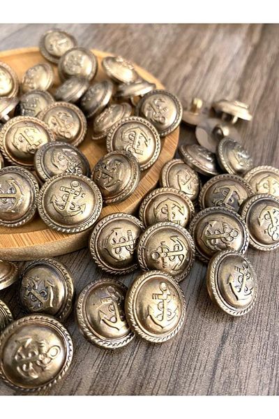 canan dizayn 18 Mm Antique Yellow Footed Anchor Button (15 PCS)