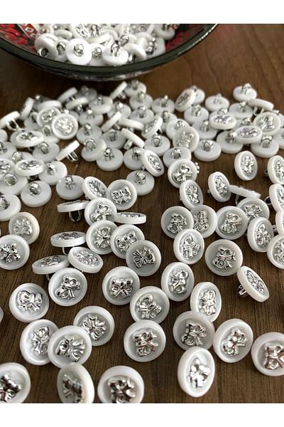 canan dizayn 12.5 Mm White Nickel Plug-in Metalized Button (15 Pieces)