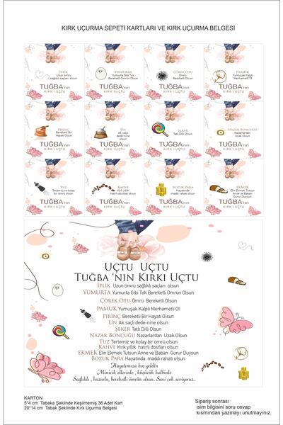 43 cici süsler organizasyon Kırk Uçurma Kartları Kız Bebek 36 Adet 5x4 Cm Tab...