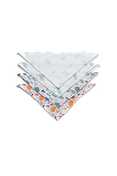 Slithice Baby Collection Baby Mouth Wipes 4 Pieces Patterned Muslin Fabric