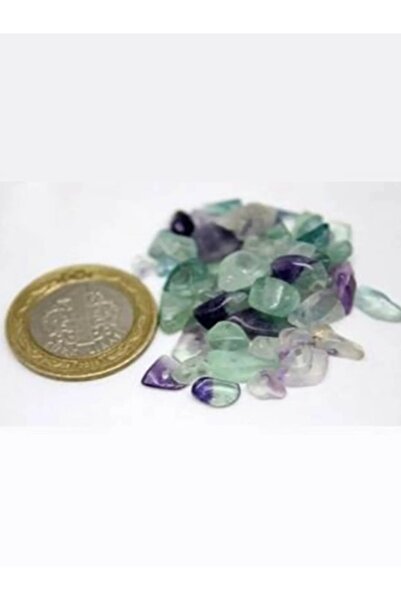 Dcstore حجر فلوريت طبيعي حقيقي مثقوب حجم صغير 50 قطعة