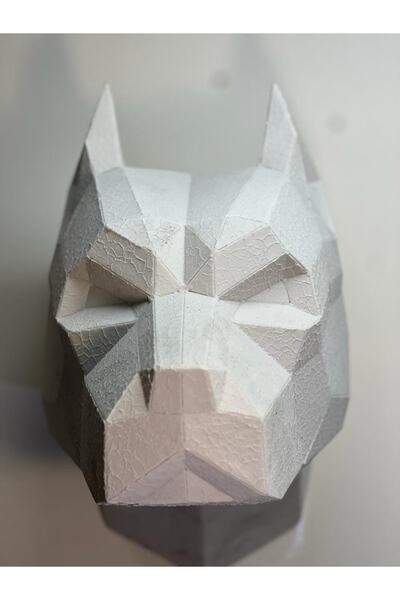 Kübik Pitbull Köpek Duvar Büstü (38x35 Cm)