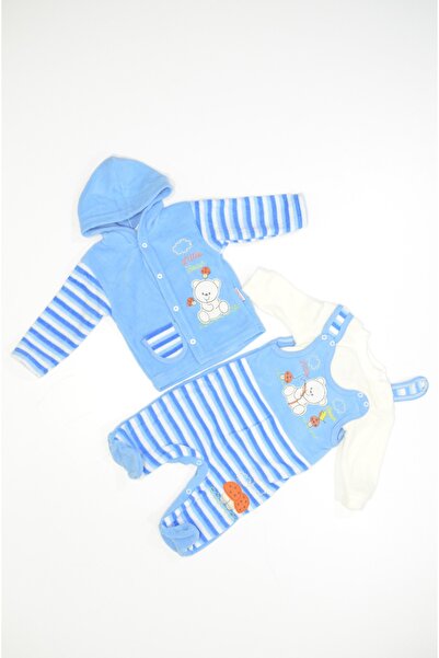 Baby Slon Kids Clup Kışlık Antipolar Ayılı Çeketli Üçlü Slopet Takım