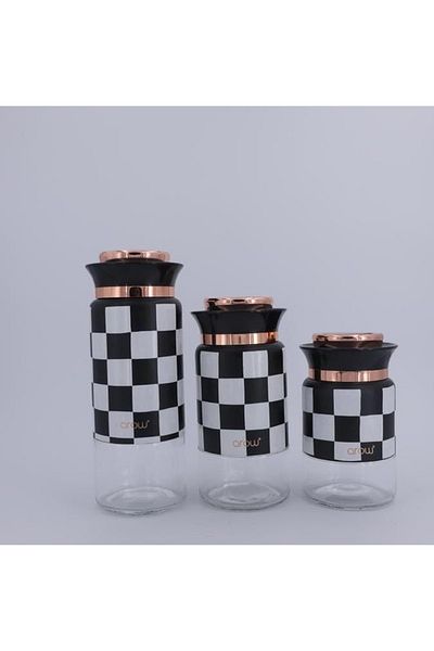 AROW 3 Piece Checkerboard Pattern Luxury Spice Bowl/Spice Set