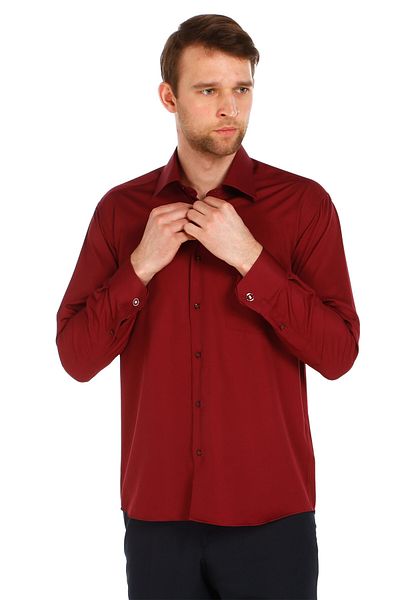 Dicotto Ανδρικό πουκάμισο με μανικετόκουμπα Claret Red Plus Size Classic Cut Micro Fabric - 190-13