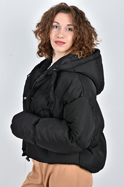 moda caddesi Oversize Etek Ucu Lastikli Kısa Şişme Mont