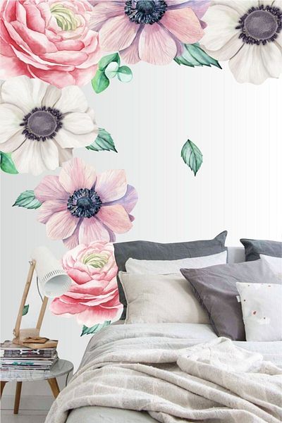 Piksel Grafik Autocolant de perete cu flori botanice