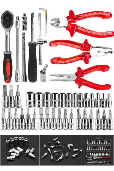 PROXTECH 49 Parça Mini Lokma Takımı Otomatik Cırcırlı 1/4" Pense Kargaburun Yankeski Kombinasyon Alet Seti