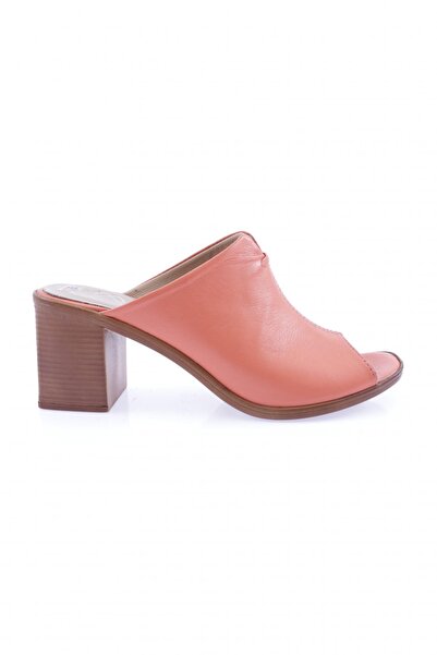 DGN Women's Heeled Slippers Orange Genuine Leather 65623335