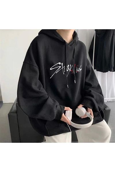 Touz Stray Kids Μαύρο Oversize Φούτερ με κουκούλα - Niiss Boutique