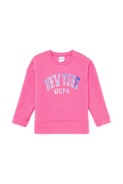 U.S. Polo Assn. Pink Patterned Girl's Sweatshirt - Eyork