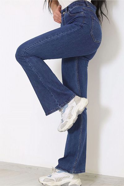 LİMABEL Blugi de damă albaștri Pantaloni stil spaniol cu talie înaltă nu se estompează