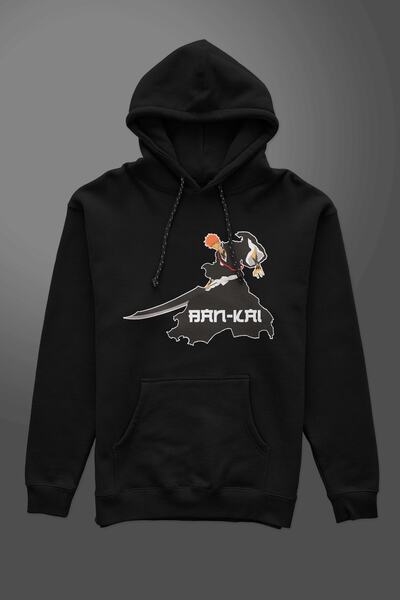 Kanguru Hanorac cu glugă supradimensionat, unisex, imprimat cu anime, Bleach ...