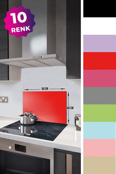 Decorita Protector de spate pentru aragaz din sticla |   Culoare uni - Floare de rodie |   40 cm X 60 cm
