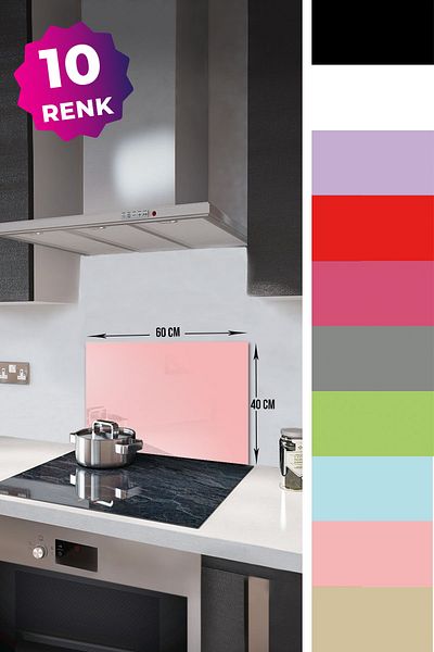 Decorita Protector de spate pentru aragaz din sticla |   Culoare uni - Somon |   40 cm X 60 cm