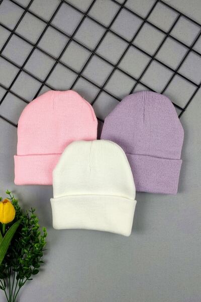 ADABEBEK Unisex Children's Solid Color 3-Piece Knitwear Beret