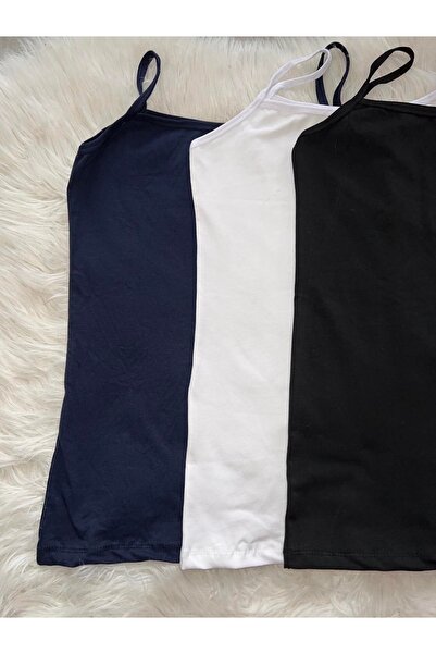 EBRULİ BUTİK06 Rope Strap Tank Top 95% Cotton 3 Pieces