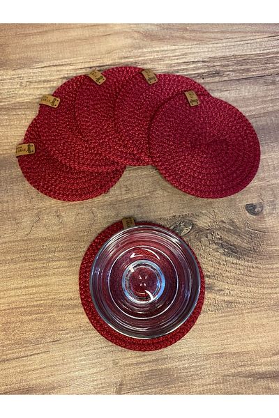 AYŞE SERHOŞOĞLU HOME DESİGN 6 Pieces Coasters, Candle Coasters, Jute Wicker Presentation Coasters, Wicker Table Decor, Machine Stitched