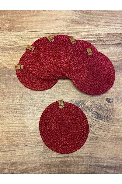 AYŞE SERHOŞOĞLU HOME DESİGN 6 Pieces Coasters, Candle Coasters, Jute Wicker Presentation Coasters, Wicker Table Decor, Machine Stitched