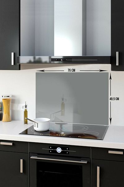 Decorita Protector de spate pentru aragaz din sticla |   Culoare uni - gri |   49,5 cm X 76 cm