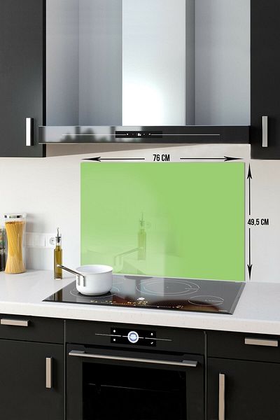Decorita Protector de spate pentru aragaz din sticla |   Culoare uni - Verde neon |   49,5 cm X 76 cm