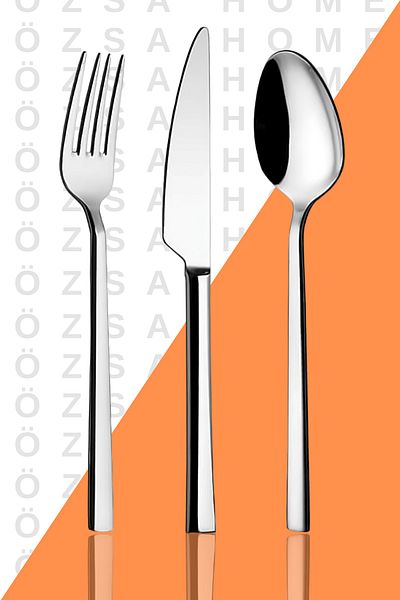 ÖzSa Home 18 Piece Chopsticks Fork Spoon Set Flat Model for 6 Persons