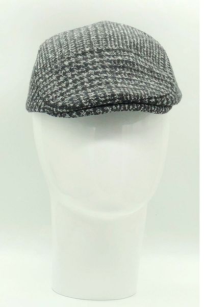 Hoppe Winter Stamped Wool Black Plaid Sports Luxury Hooligan Cap Flat Cap