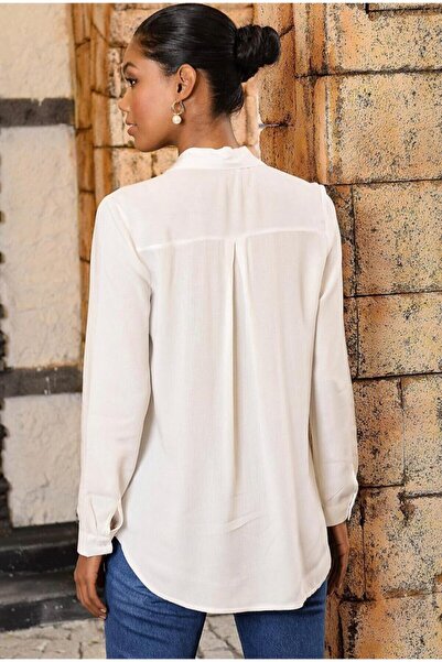 merlavin Cămașă de bază din țesătură de viscoză albă, țesută