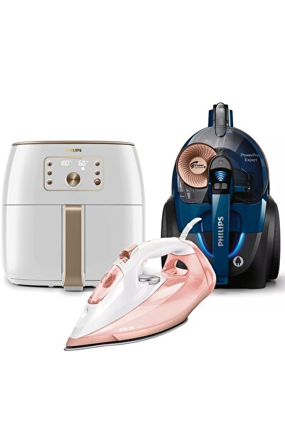 Philips Airfryer Xxl Hd9870/20 Fritöz + Powerpro Max Fc9750/07 + Gc4905/40 Buharlı Ütü
