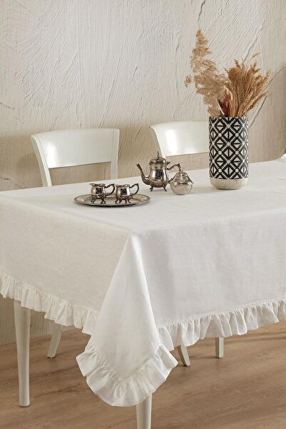 ÖDEL HOME Linen Ruffle Table Cloth