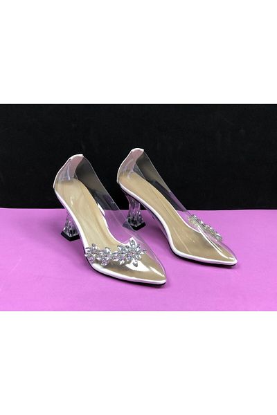 KAFKASLAR AYAKKABI Model Stiletto Piatra Transparenta Pantofi Rochii De Seara Toc Mediu