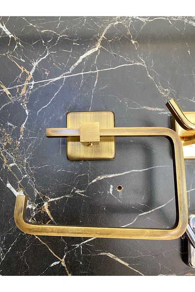 İSAOĞLU YAPI Antique Gold Toilet Paper Holder Matte Gold Paper Holder Antique Antique Accessory Toilet Roll Holder