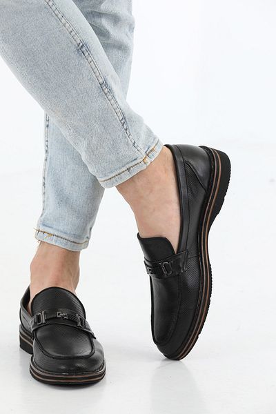 Everest Men's Classic Genuine Leather College Orthopedic Buckle Shoes