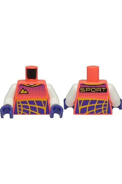 LEGO Original Moc Custom Mini Figure Mini Figure Body Torso Coral Colored Sport Lettered Racer Jumpsuit