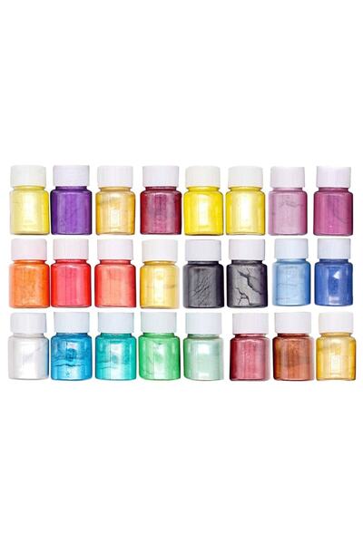 Beauty Box 24 Adet Inci Sedefli Yoğun Pigment Mica Powder Renklendirici Set Nail Art Resin Art Mum Sabun Boyası
