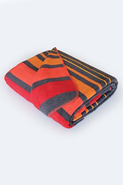 İyi Geceler İstanbul In Line Double Cotton Blanket - Red