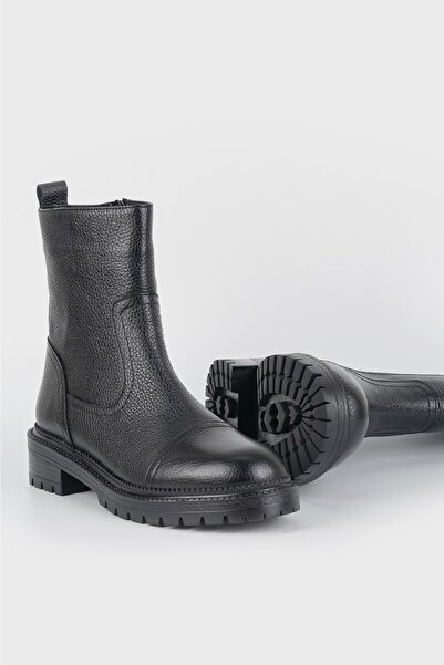 TUNAELLİ Kadın Siyah Hakiki Deri 35-41 Numara Bot & Bootie