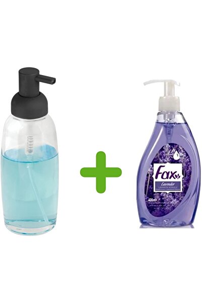 Bosphorus Glass Liquid Soap Dispenser Matte Black and 1 Piece 400 ml Liquid S...