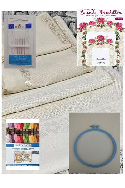 LİLYHOBBYLAND Etamine Embroidery Prayer Rug Bundle Towel Set (9 PIECES WITH ALL MATERIALS)