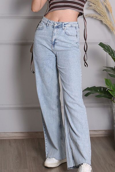 Trn JNS Veronika Anii 90 Ice Snow Lycra Pantaloni Palazzo largi cu talie foarte înaltă