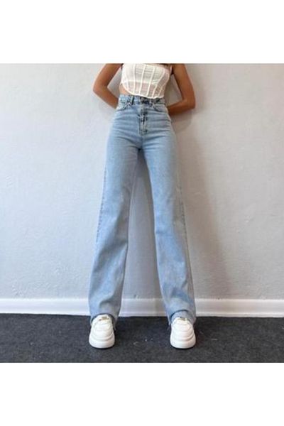 Trn JNS Aria 90's Ice Snow Lycra Pantaloni largi Palazzo cu talie foarte înaltă