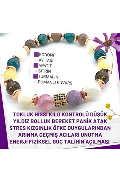 GİZEMLİ DOĞAL TAŞ Doğal Taş Bileklik Ay_taşı_sitrin_dumanlı_kuvars_rodonit,_a...