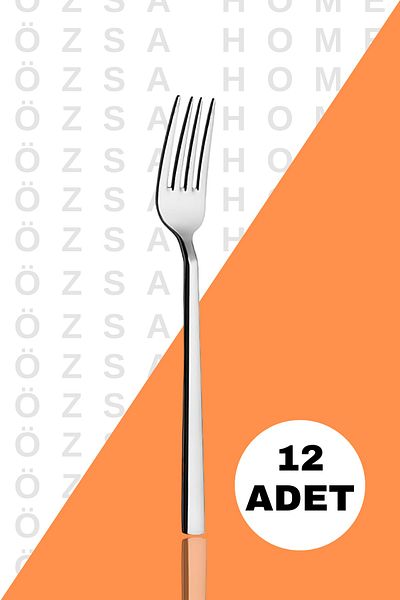 ÖzSa Home 12 Piece Stick Dessert Fork Straight Model for 12 People