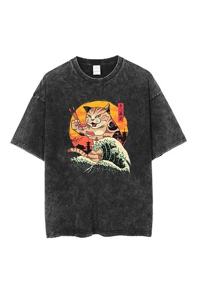 Touz Niiss Boutique Washable Artist Cat Unisex Vintage T-shirt